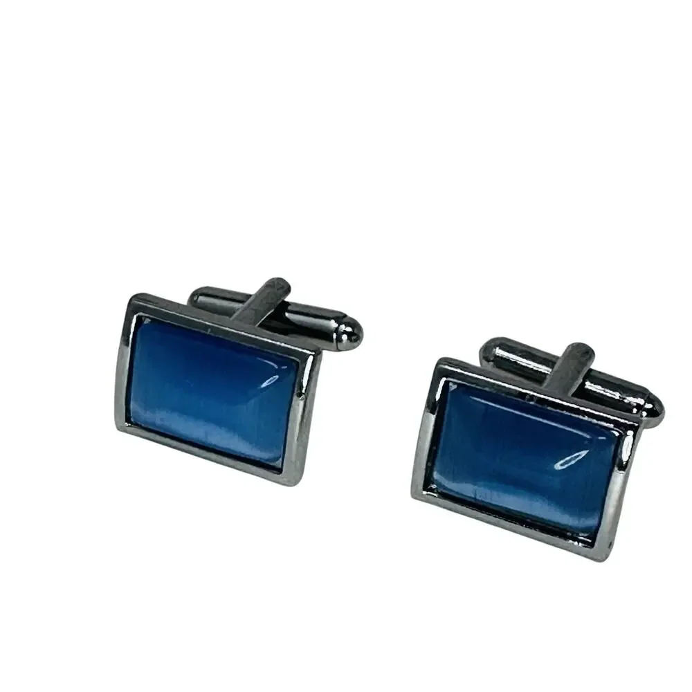 Vintage Moss Agate Silver tone Cufflinks, Cuff Links 1/2”